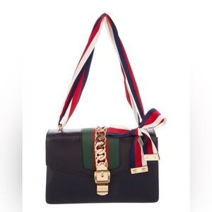 Gucci Blue and Green Shoulder Bag with Red and Blue Strap